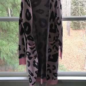 Never Worn Pink Leopard Print Cardigan